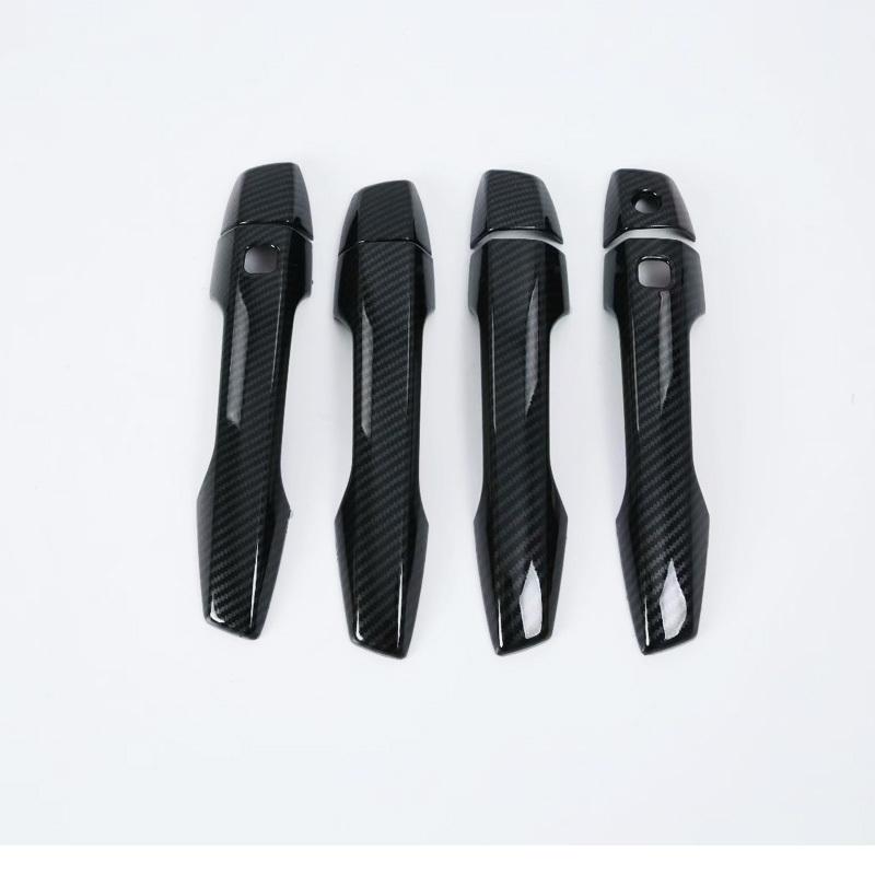 Black Carbon Fiber Pattern Car Side Door Handle Bowl Cover Trim For Mitsubishi Eclipse Cross 2017 2018