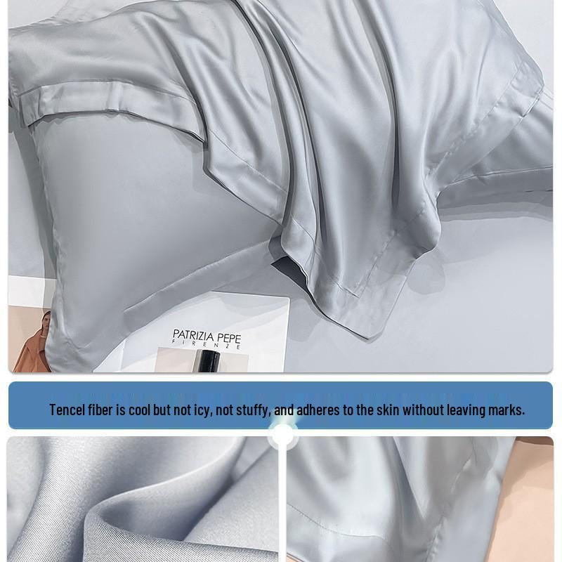 Set di Due Federe in Seta Tencel - Colore Unito per Uso Domestico o in Dormitorio