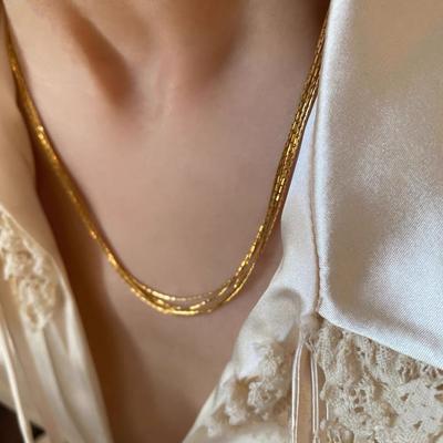 Fashion French Multi-Layer Stacked Snake Bone Chain Niche Design A Cold Wind Simple Temperament Necklace