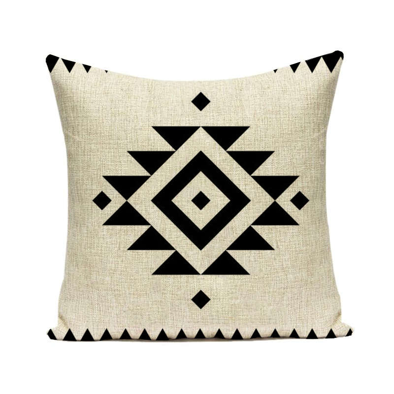 Decorazione Casa Soggiorno Federa in Lino/Cotone Federe per Cuscini Copricuscino con Motivo Geometrico Azteco Boemo