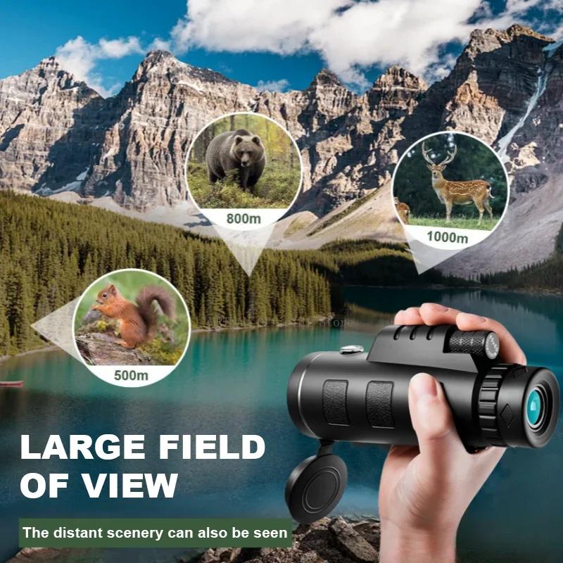 40X60 Powerful Monocular Telescope Portable Binoculars Long Range Telescope Hunting Camping With Tripod Phone Clip