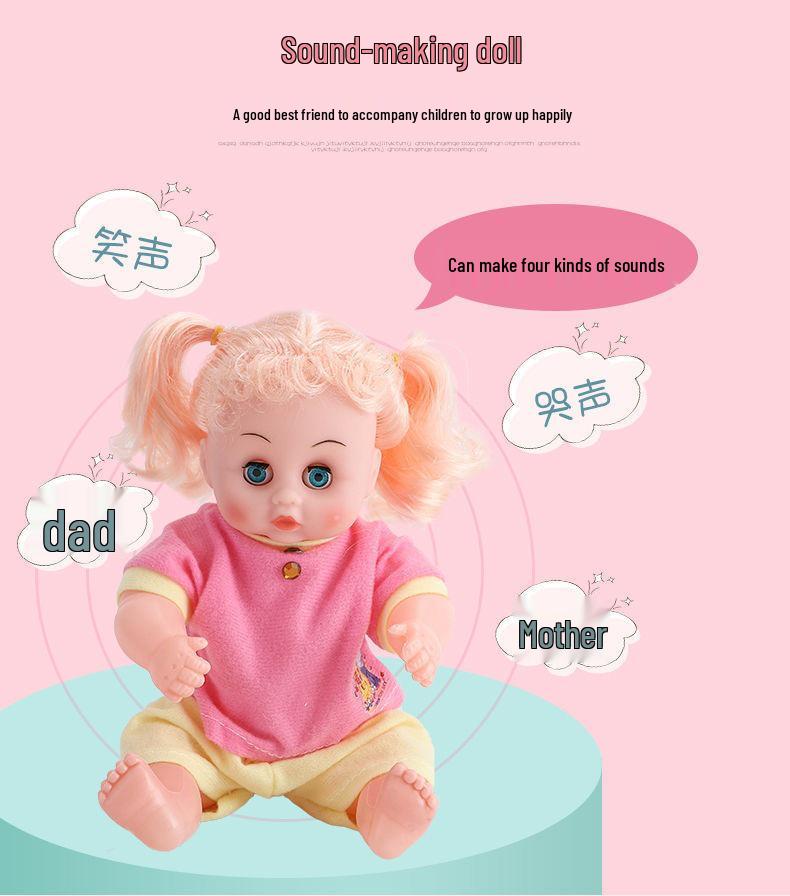 Baby Girl Doll Stroller with Light and Sound - Pretend Play Birthday Gift
