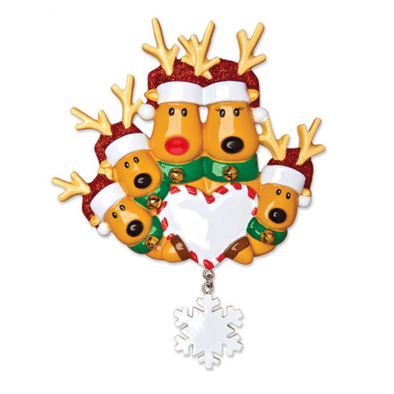Christmas Tree Family Ornament Hanging Pendant Reindeer DIY Name Card For Holiday Decor Xmas Tree Pendant Crafts Gifts