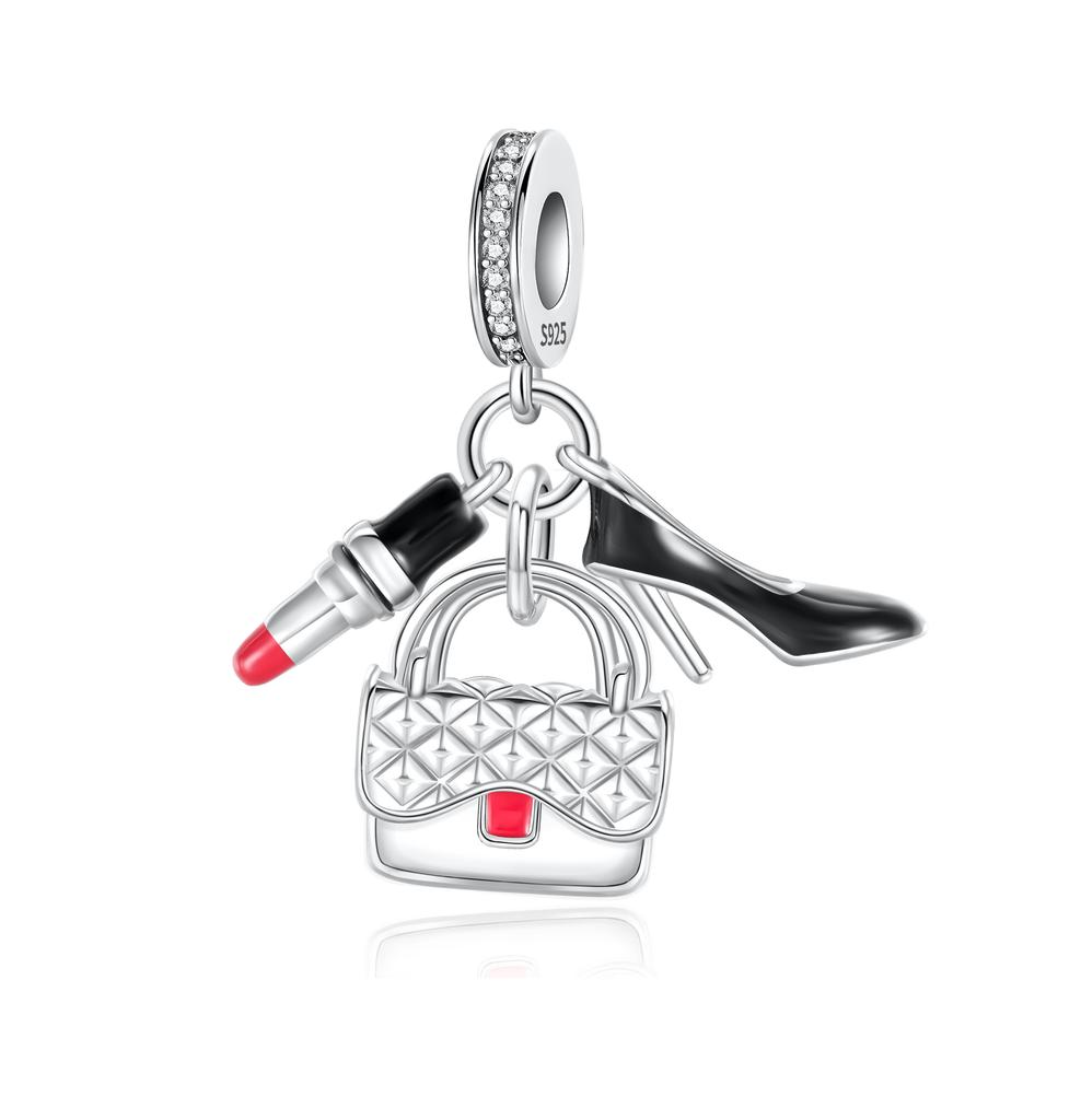 Copper Red High-Heeled Shoes Perfume Charms Fit Originalbracelet Charm Bead Necklace Diy Female Jewelry