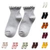 Women Lace Trim Ankle Socks Breathable Lightweight Ruffle Edge Soft Stretchable Casual Crew Socks for Daily Wear