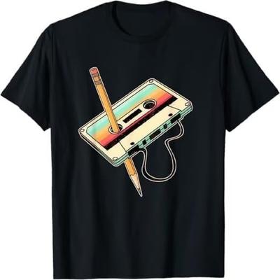 Retro Vintage Kassette Bleistift 70er 80er 90er Musik Mixtape T-Shirt