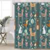 Cute Fox Bear Mushroom Floral Fabric Shower Curtain Boho Vintage Plants Nature Flowers Retro Bohemian Botanical Nature Bath