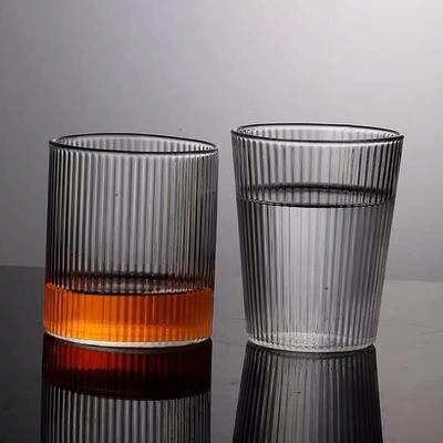 Heiß- und kältebeständige Kaffeetasse aus Glas mit vertikalem Muster, gestreifte Glastasse für Zuhause, Büro