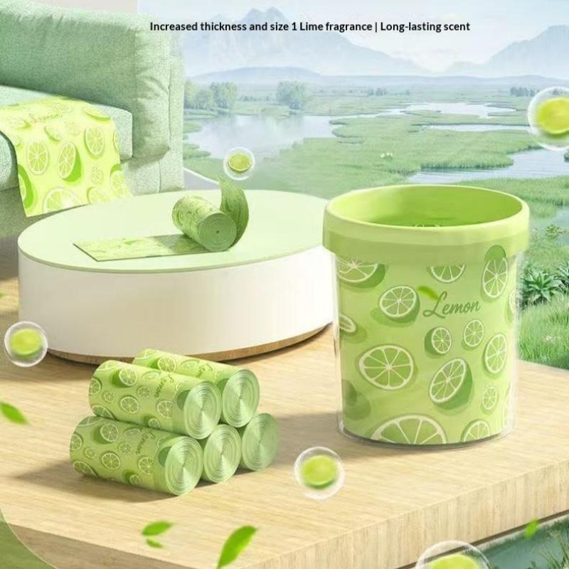 Disposable Lemon Scent Trash Bags Thickened Drawstring 10-100 Sheets Easy Tie Garbage Bags for Household Kitchen Office