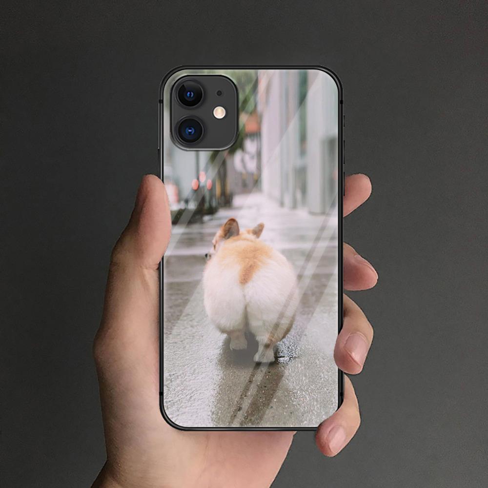 Custodia in vetro temperato a forma di cane Corgi per iPhone, Samsung Galaxy OnePlus, Oppo, Xiaomi Redmi Note 7, 8, 9, 10, 11, 12, 13, 14, 20, 21, 22, 53 Pro Max Plus Ultra