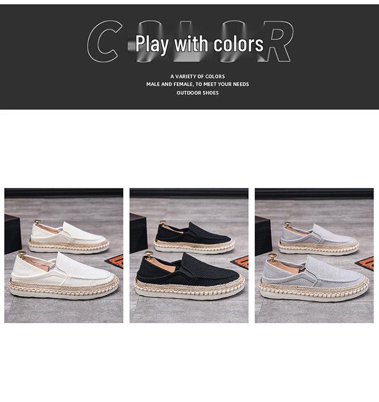 2025 Men's Casual Slip-On Canvas Shoes: Trendy Fisherman Style, Breathable, Two-Way Wear