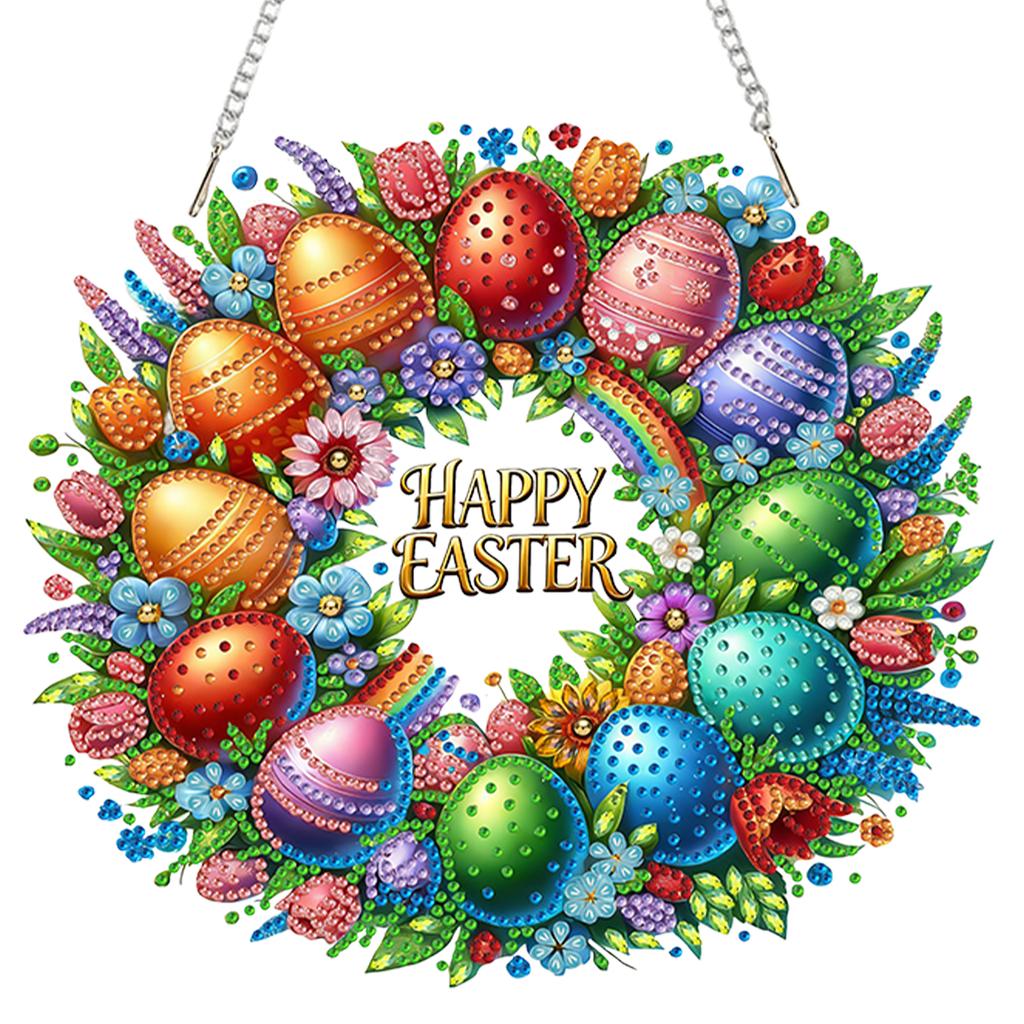 פסח DIY אקרילי שטוח דו-ממדי תלוי ערכות אמנות יהלומים ציור יהלומים תליון אבני חן לקישוט קיר בית גן