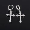 Crystal Zircon Crucifix Ear Clips Handmade Hoop Earrings Lightweight Comfortable Ear Accessory for Fashion Enthusiasts