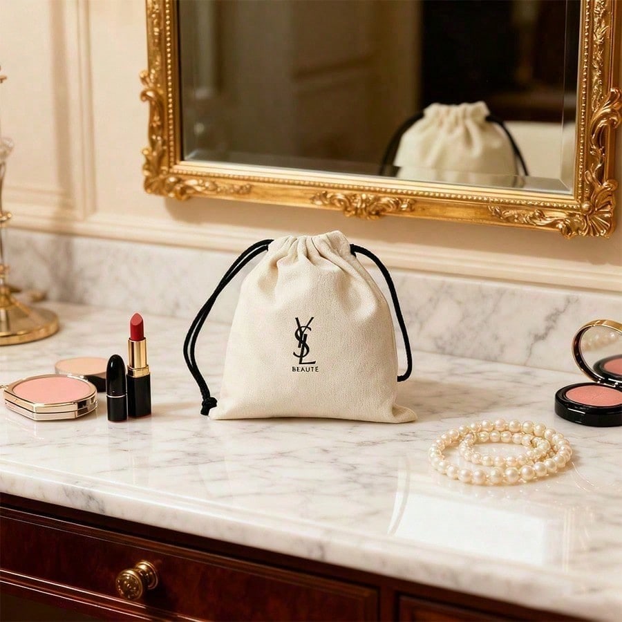 YSL Drawstring Bag - Canvas Tote with Drawstring Closure, Fashion Handheld Shopper Bag Cotton