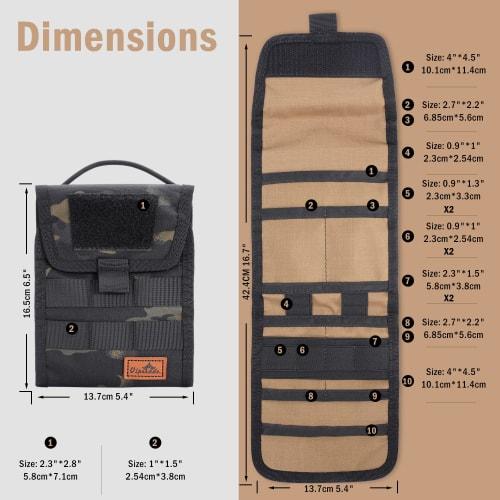 VIPERADE VE12 Foldable EDC Organizer Pouch, Molle Tool Bag, Tri-Fold Tool Pouch, Utility EDC Pocket Organizer for Outdoor and Everyday Use (Black Camo