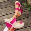 Fashion Hot Pink Ring Toe Wedge Heel Slippers Women Mix Color Platform Roman Sandals Woman 2025 Summer Thick Sole Non Slip Beach Slides