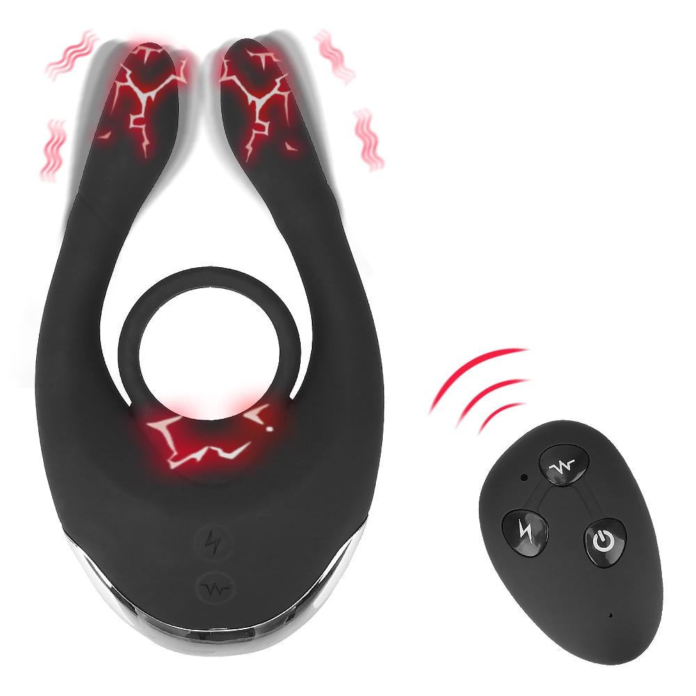 Electric Shock Penis Ring Vibrator Delay Ejaculation Dildo Anal Clitoris Stimulation Vibrating Cock Rings 10 Speed