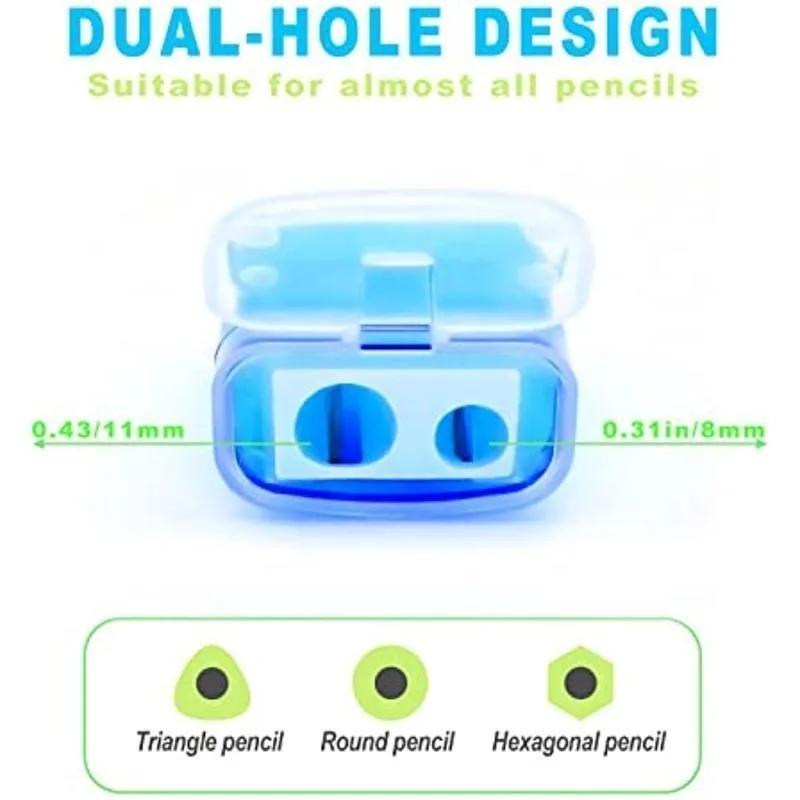 1pc Plastic Pencil Sharpener, Mini Student Stationery, Double Hole Pencil Sharpener, Simple and Practical