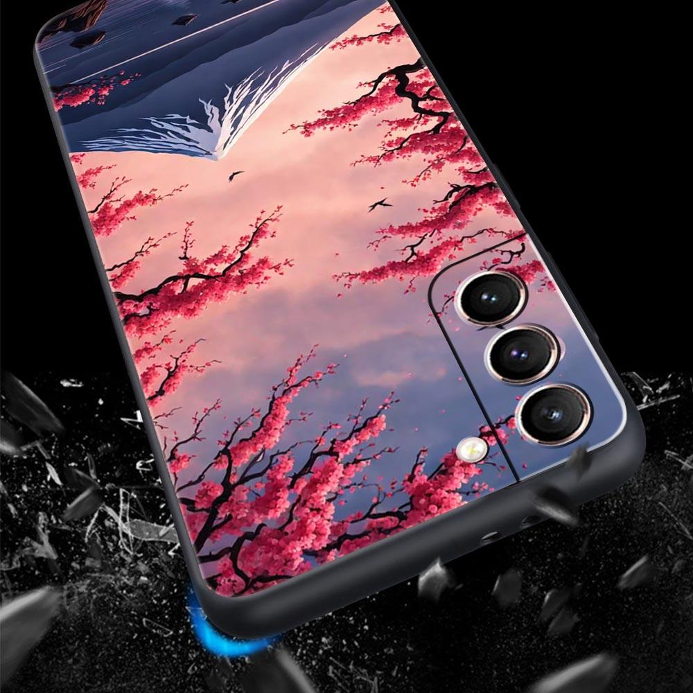 Japan Mount Fuji Painting Cherry blossom Phone Case For Samsung Galaxy S26 Ultra S25 Plus S24 FE S23 S22 5G S21 S20 Cover Soft