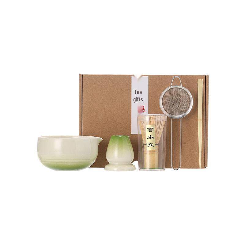 Japanese Matcha Tea Set: Ceramic Bowl & Whisk
