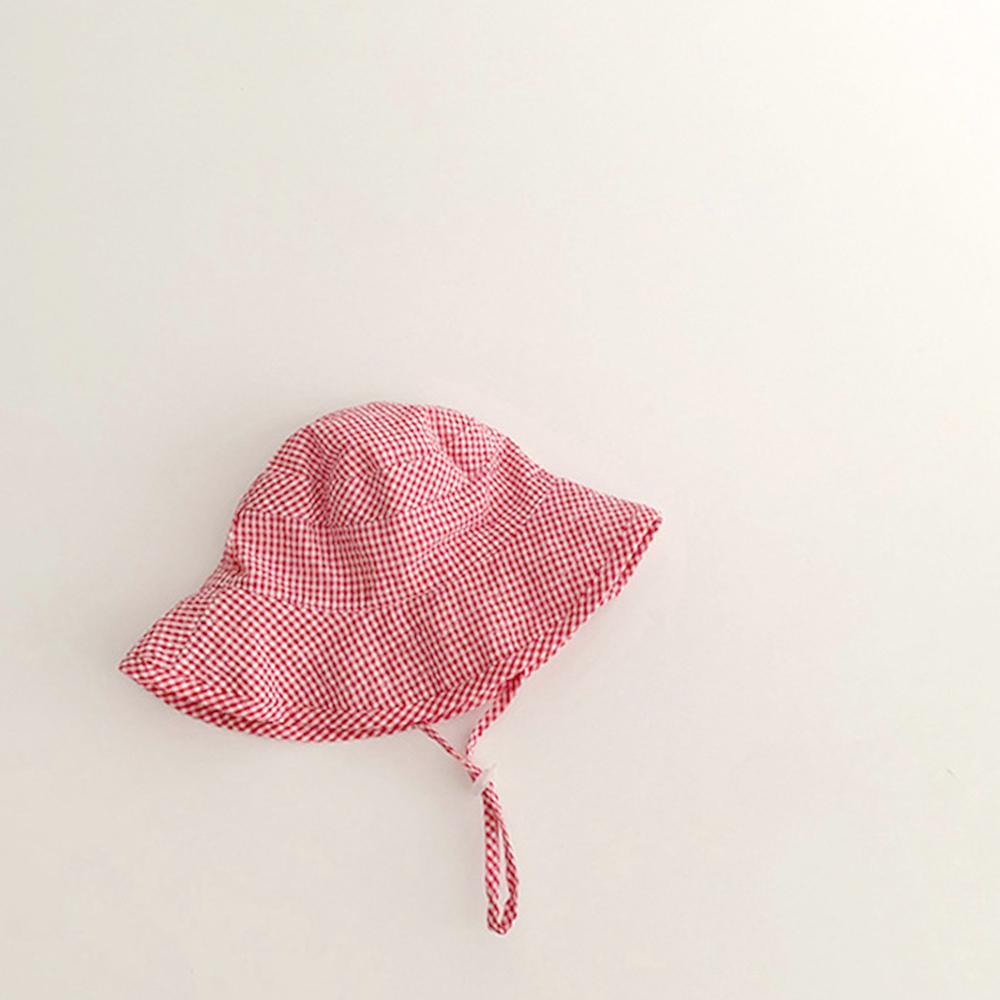 Wide Brim Summer Sun Hat for Baby Plaid Print Fisherman's Hat Children Cotton Bucket Cap for Boys Baby Girls SunHat Kids Bonnet