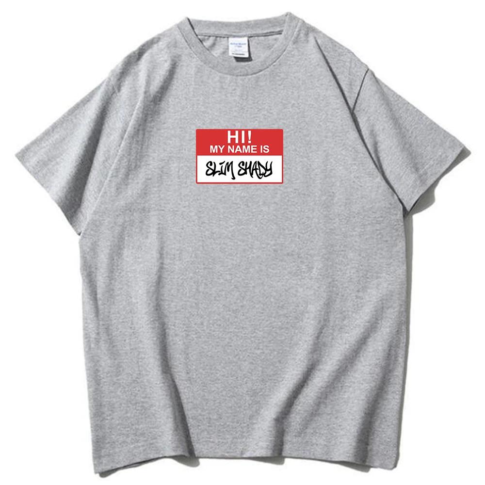 Eminem Hi My Name is Slim Shady T-Shirt Rundhals Kurzarmshirts Fans Geschenk
