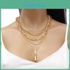 Geometric Alloy Necklace Set With Layered Chains For Unisex Fashion Accessory