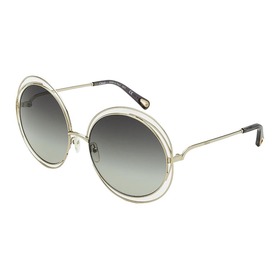 Chloe Retro Mode Großer Rahmen Metall Rund Sonnenbrille Unisex Sonnenbrille Gold CH114SD