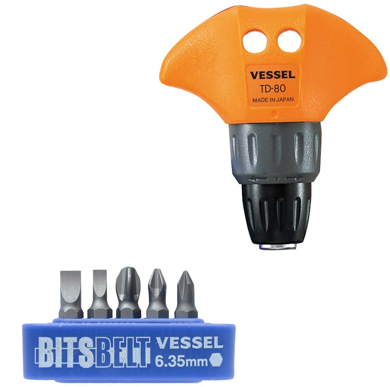 

VESSEL Ratchet Driver Set T-Type TD-80 помаранчевий