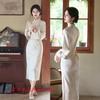 Fashion Improvement New Chinese Long Inverted Long-sleeved Cheongsam Autumn and Winter New Loose Version Daily Wear Cheongsam