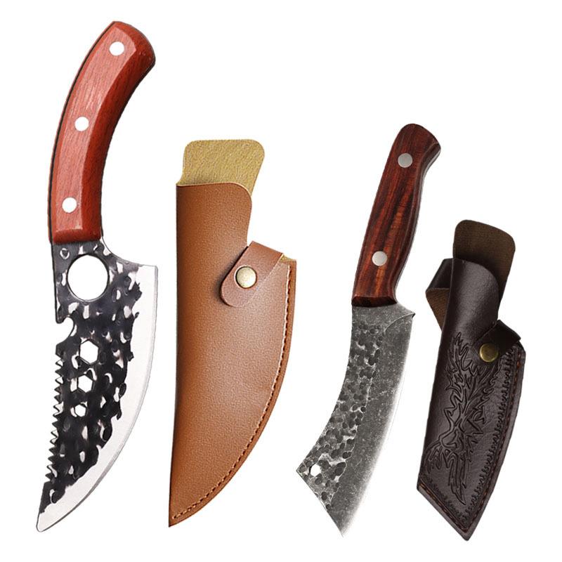 

2 PCS Stainless Steel Kitchen Knife Set Multipurpose Mini Knife Butcher Cutting Paring Hand Forged Meat Cleavers Boning Utility