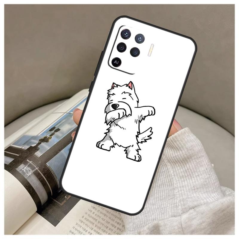 Cartoon Westie Dog Case For Oppo A74 A94 A54 A18 A38 A58 A78 A98 A80 A60 A40 A96 A76 A16 A15 A17 A57 A77 A5 Pro