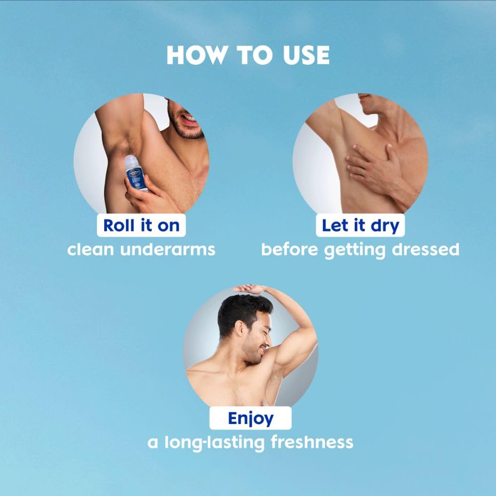 Nivea MEN Deodorant Underarm Roll On, Cool Kick| 72 H Anti-Perspirant Protection| Long Lasting Freshness | 50ml