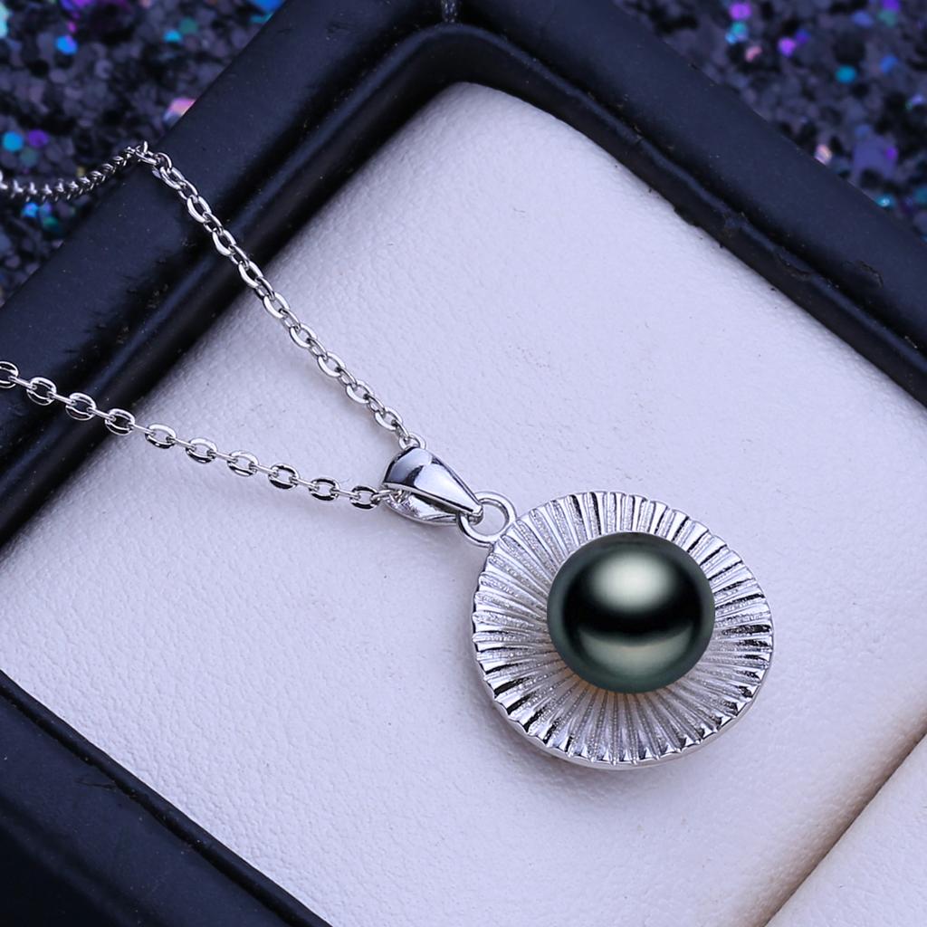 LSOOYH Přírodní sladkovodní perlové šperky náhrdelníky Vintage stříbrné barvy kulatý přívěsek Elegantní dárky pro ženy