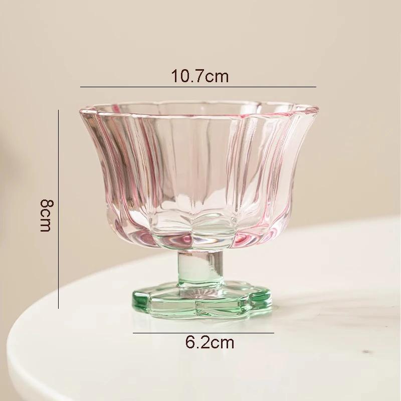 

Креативная стеклянная чашка в форме цветка с высокой ножкой, стакан для йогурта, стакан для десерта, стакан для молока, стакан для сока, симпатичные стаканы для воды 240ML