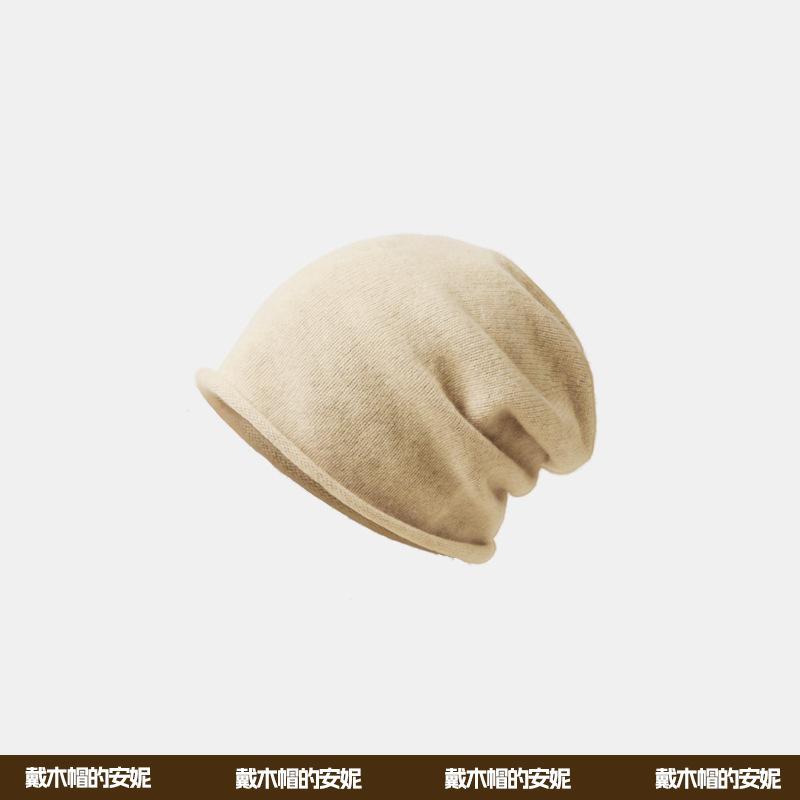 Mary 100% Wool Knitted Hat, Women's Autumn and Winter Warm Stacking Hat, Crimped Ear Protector Cold Hat, Men's Face Small Gray Wool Hat
