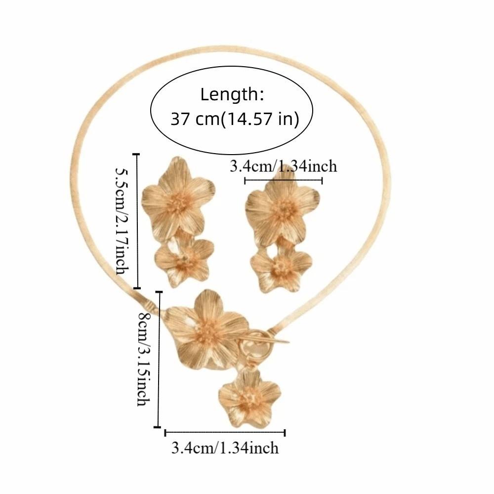 3pcs/Set OT Clasp Flower Pendant Necklace Exaggerated Snake Chain Necklace  Holiday Wedding