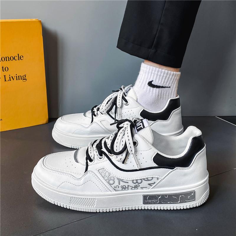 Men's Shoes Breathable Sports Leisure Shoes Teenagers' Versatile Trendy Increased Thick-soled White Shoes