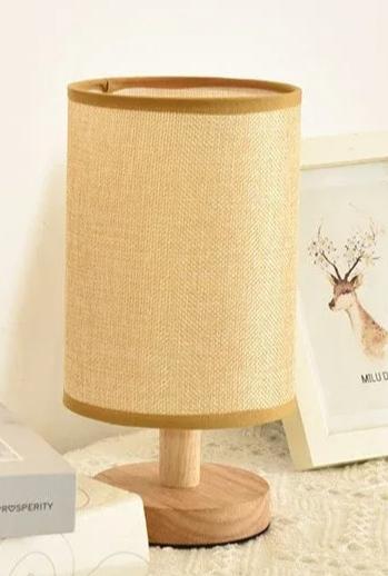 USB plug Lamp Night Lights Table Lamp For Bedroom Wooden Desk Lamp Bedside Night Light with Cylinder Lamp Shade Home Decor USB Light