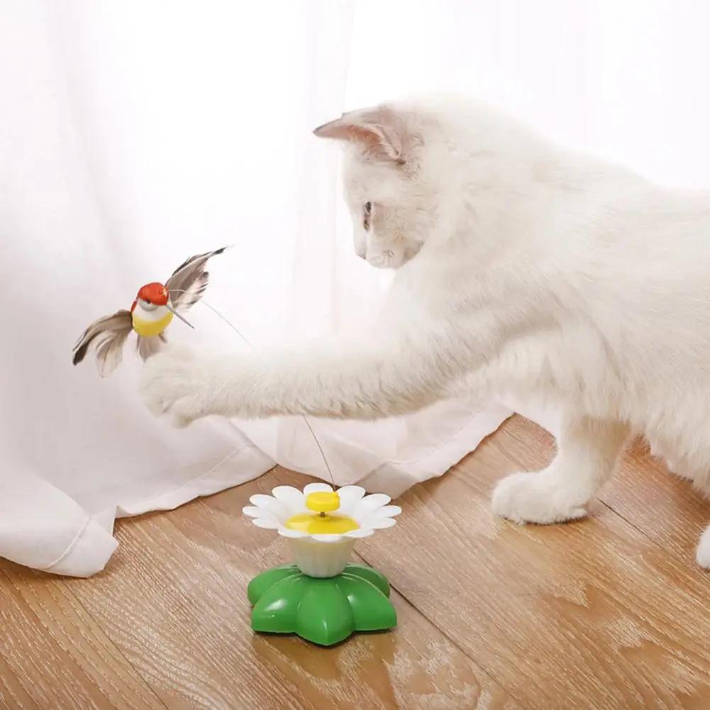 1PCS Electric Butterfly Birds Cat Toy Shake Rotating Flying Automatic Humming Bird Intelligence Training Funny Pet Toys