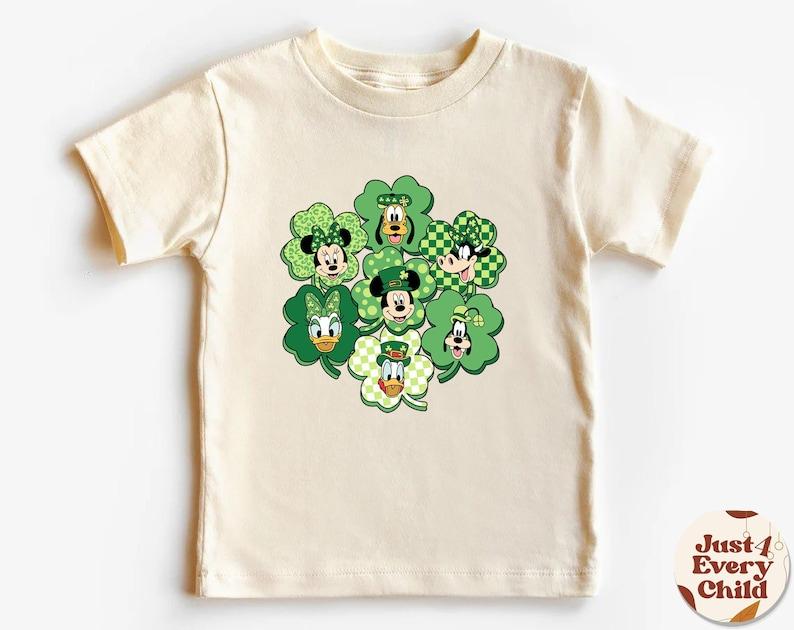 Lucky Clover Disney Shirt, St Patrick s Day T-Shirt, Mickey & Friends Happy Patrick s Day, Natural Toddler Shirt, Kid Sweater, Natural Body 120