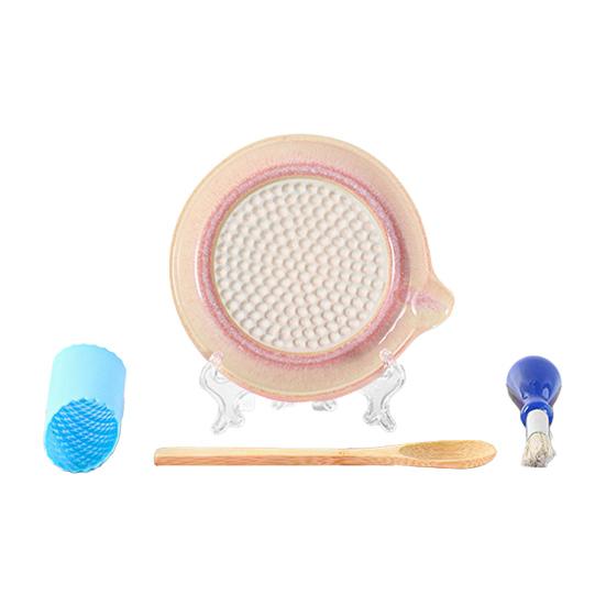 5Pcs/Set Ceramic Garlic Grater Plate with Pour Spout Ginger Cheese Manual Grinder with Raised