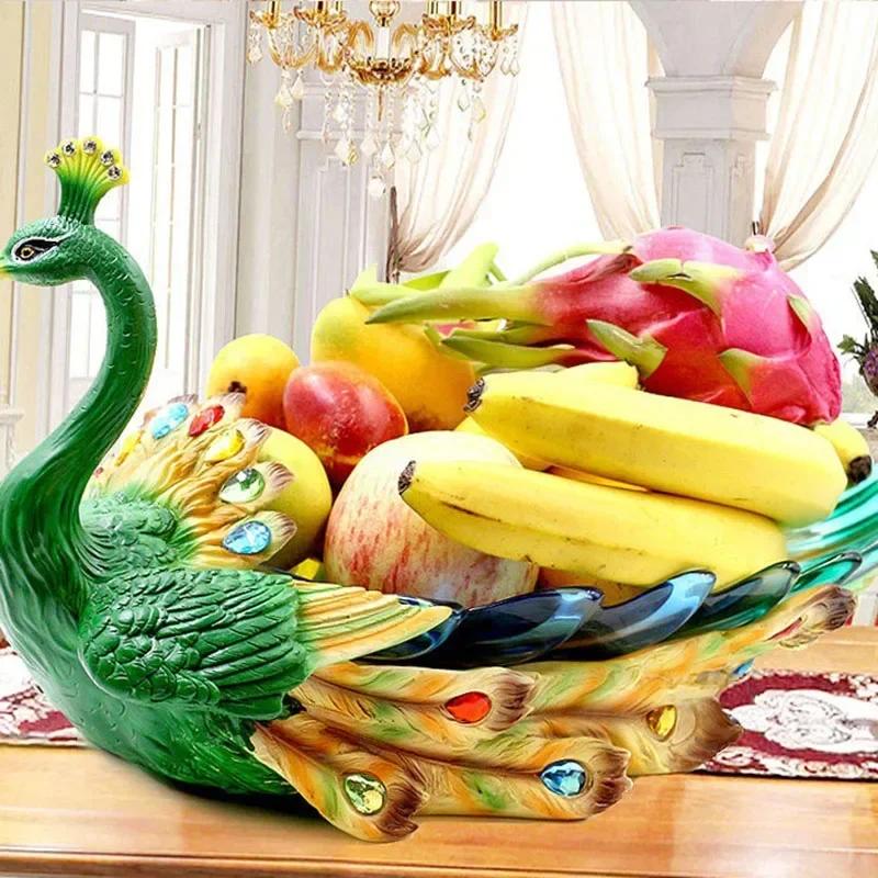 

Тарелка для фруктовых конфет в европейском стиле с павлином для дома, гостиной, тарелка для сухофруктов Dim Sum, настольная креативная подставка для хранения, украшение для закусок