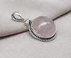 Handmade Rose Quartz Pendant: 925 Sterling Silver Round Necklace