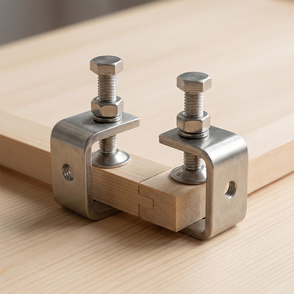 WIOOYIUU Clamp Stainless Steel Fixing External Hexagon Hand with Hanging 30mm DIY Set of 2 Clamp, C-type Clamp, Hardware, 304, C-type Clamp,