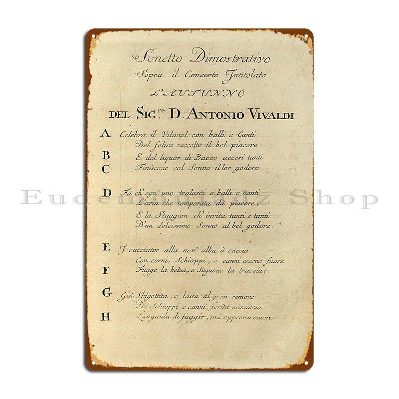 

Vivaldi Autumn The Four Seasons Original Handwritten Metal Plaque Poster Cinema Printing Club Print Wall Decor Tin Sign Poster 20x30cm