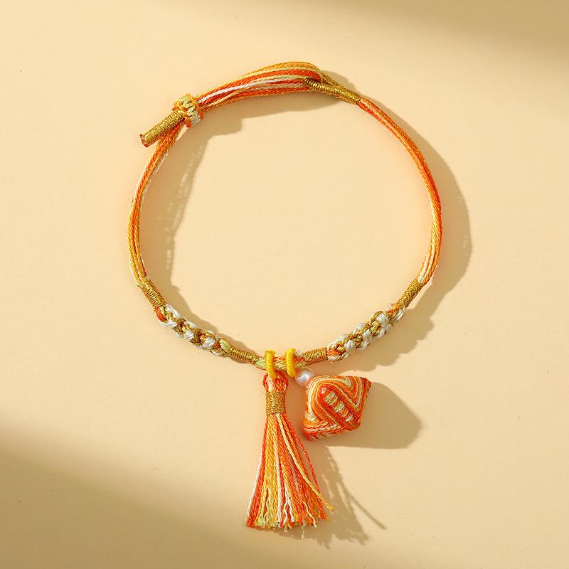 Handmade Five-Color Dragon Boat Festival Baby Tassel Zongzi Bracelet for Kids