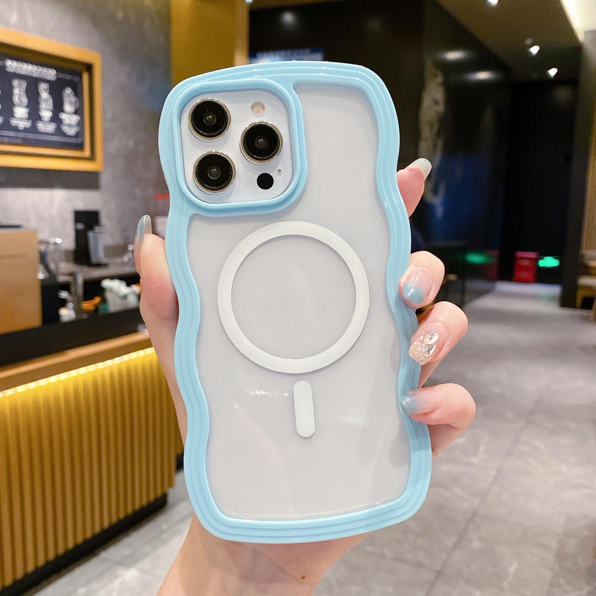 

Wave Magnetic Women s Two-in-One Transparent Protective Case for iPhone 15/16/17PM 12 Pro Max