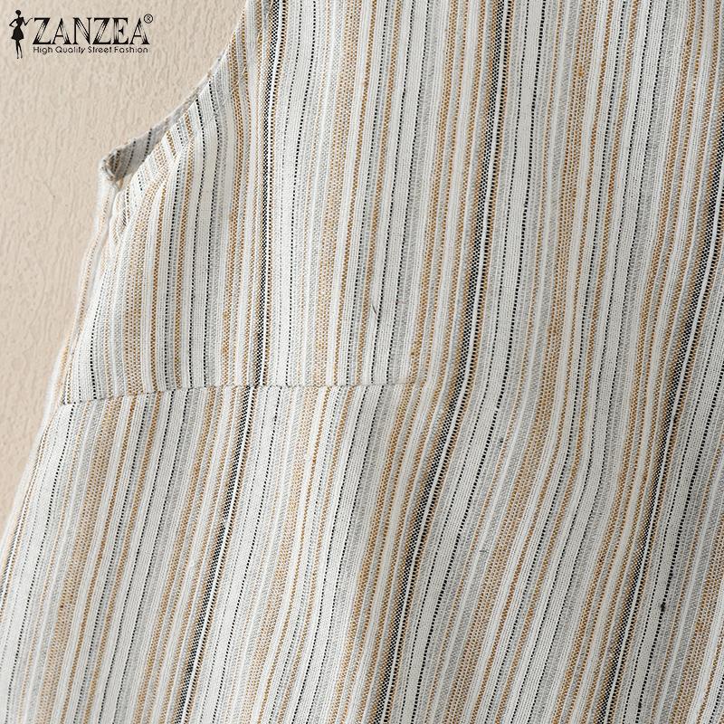 ZANZEA Women Casual V-neck Summer Sleeveless Stripe Tank Tops