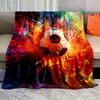 1PC Fiery Soccer Ball Explosion Pattern Blanket Flannel Material Soft Warm for All Seasons, Home Outdoor Camping Picnics RV